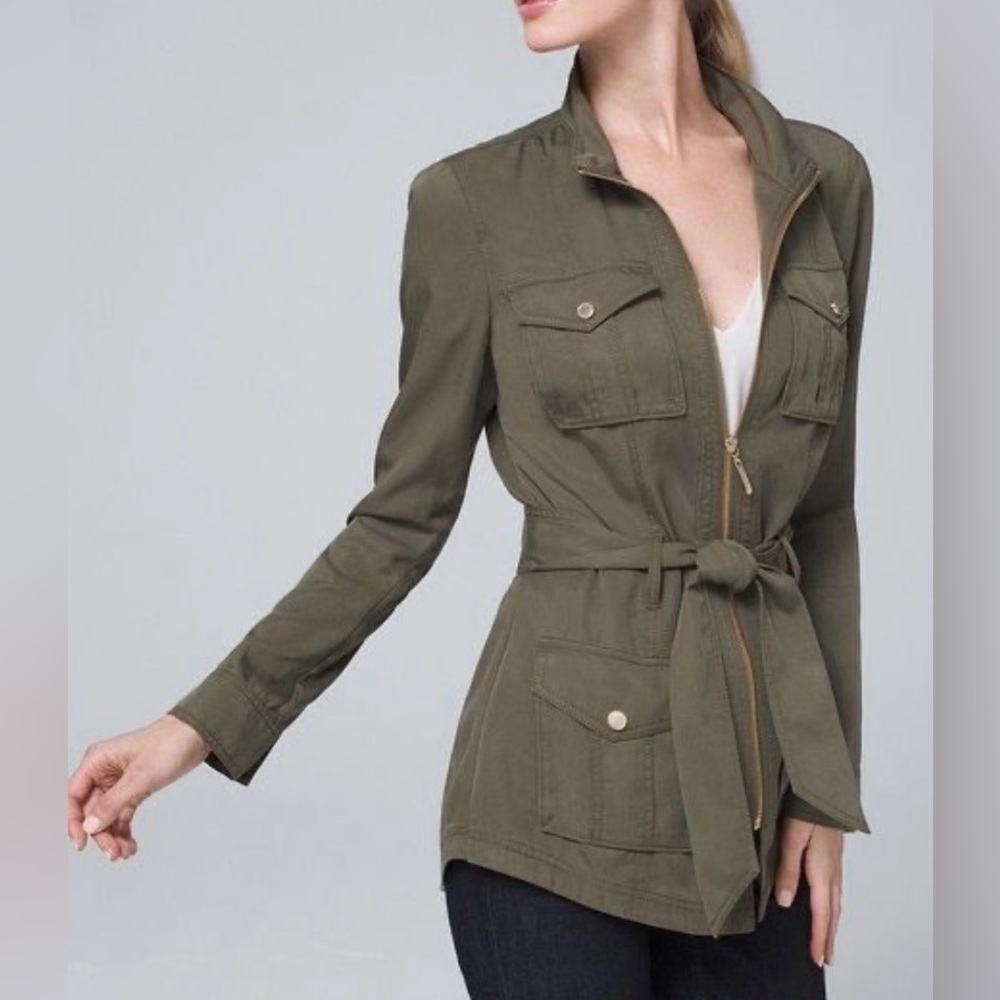 White House Black Market Sz 6 Olive Green Women’s Utility Jacket - Picture 1 of 13